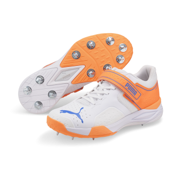 Puma 22.1 Bowling Spike Cricket Shoes - White/Blue/Orange